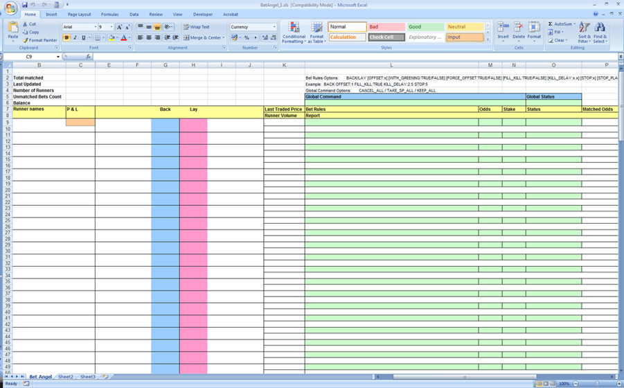 Bet Angel Excel Templates Bet Angel Excel Templates