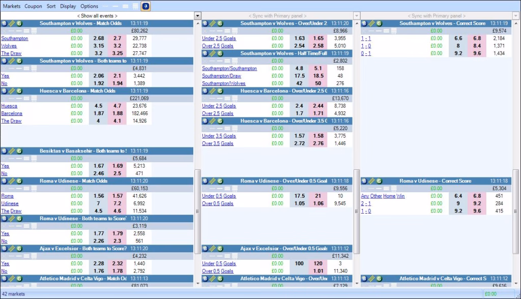 Soccer Market KO in Next 6hrs with Vol Filter
