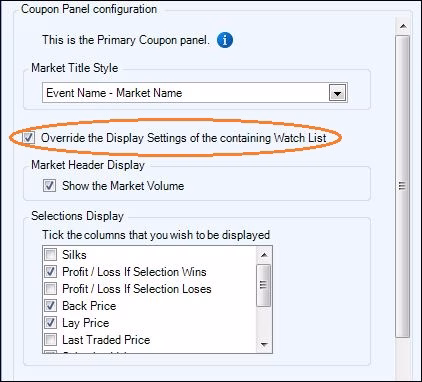 Bet Angel coupon panel