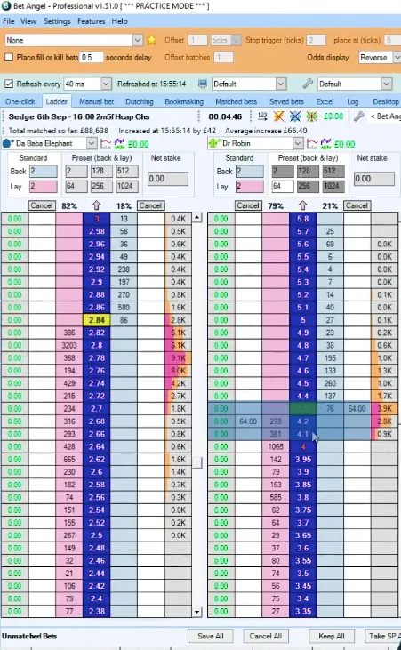 Betfair trading software - Live vs practice mode