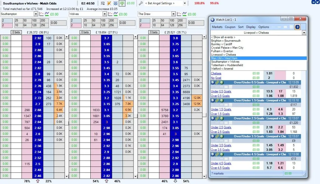 Betfair Multiple Watchlist and Ladder